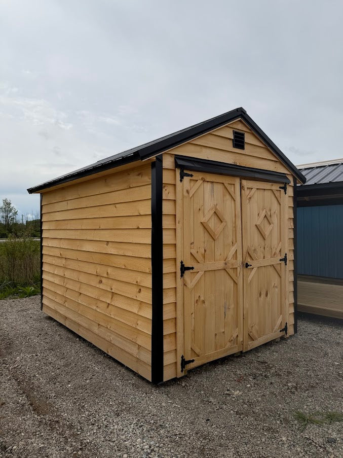 8' x 12' Amish-Built Rough Sawn Storage with French Entry Doors & Window*