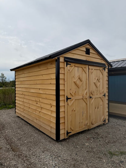 8' x 12' Amish-Built Rough Sawn Storage with French Entry Doors & Window*