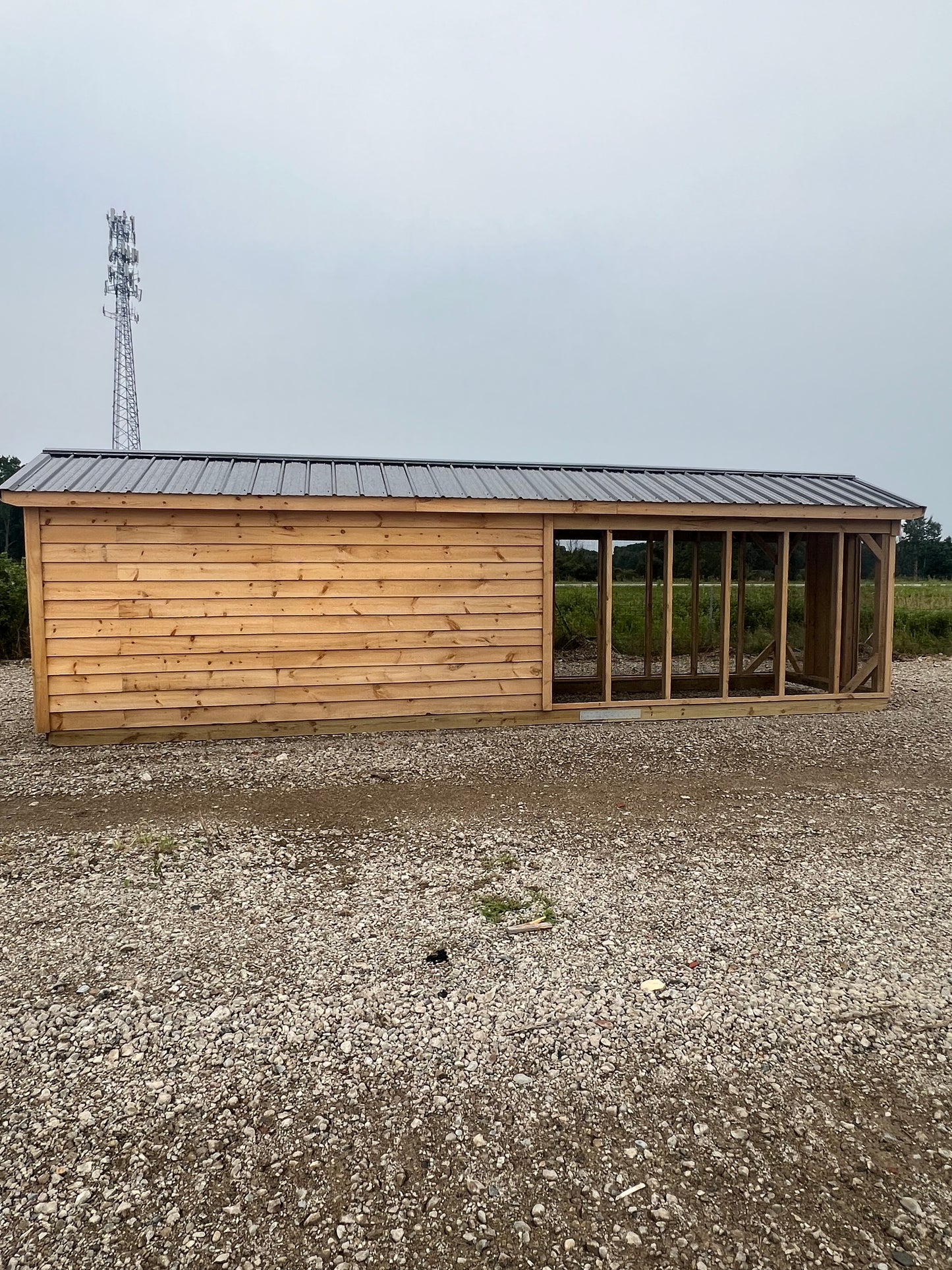 6x26 Rough Sawn Chicken Coop with Black Roof
