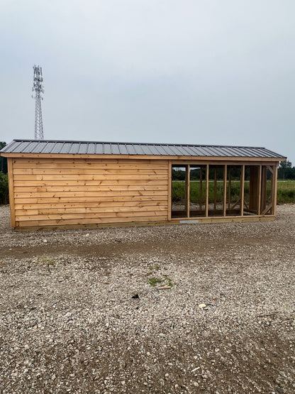 6x26 Rough Sawn Chicken Coop with Black Roof