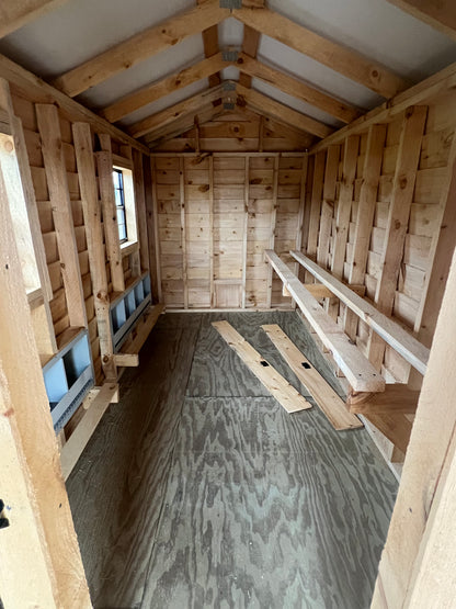6x26 Rough Sawn Chicken Coop with Black Roof