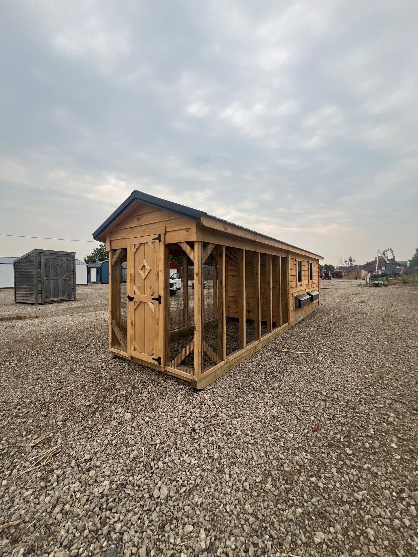 6x26 Rough Sawn Chicken Coop with Black Roof