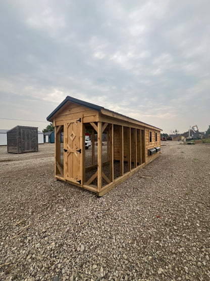 6x26 Rough Sawn Chicken Coop with Black Roof