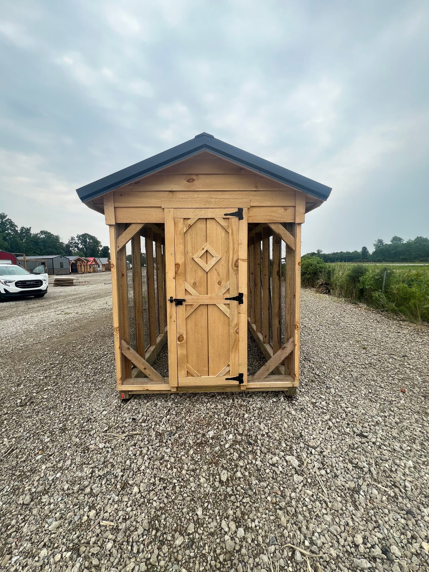 6x26 Rough Sawn Chicken Coop with Black Roof