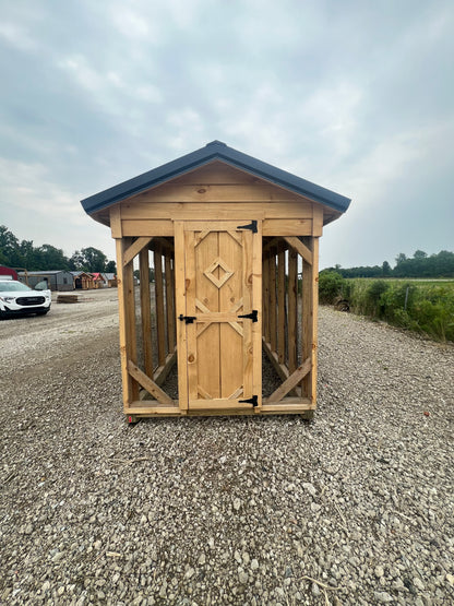 6x26 Rough Sawn Chicken Coop with Black Roof