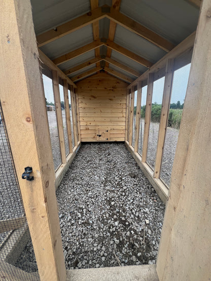 6x26 Rough Sawn Chicken Coop with Black Roof