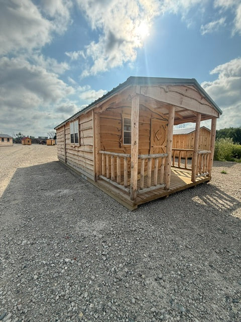 12' x 30' Amish-Built Live Edge Structure with Peeled Log Porch