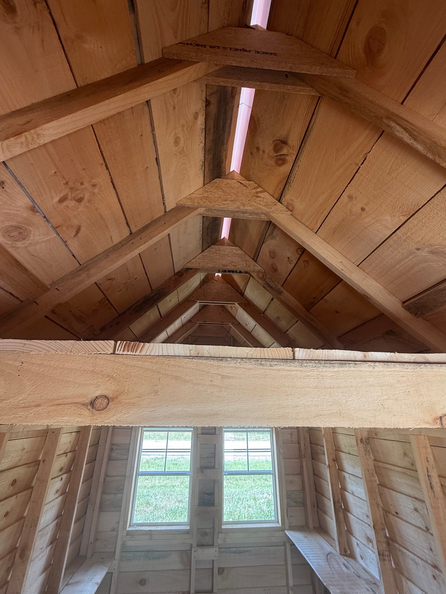 8x16 Amish Built Playhouse with a 4' Enclosed Porch, 3 Windows and Loft and Built in Features
