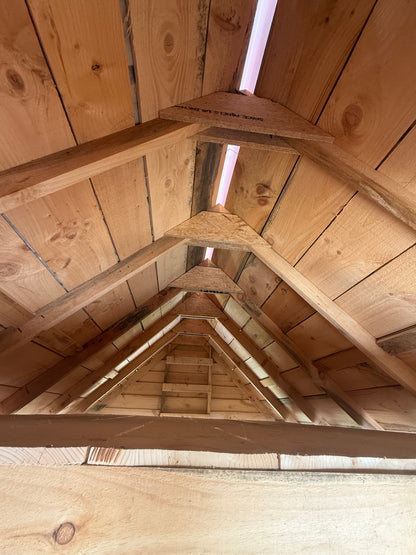 8x16 Amish Built Playhouse with a 4' Enclosed Porch, 3 Windows and Loft and Built in Features
