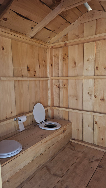6×6 Outhouse – 2-Seater – White Roof – SKU 0008