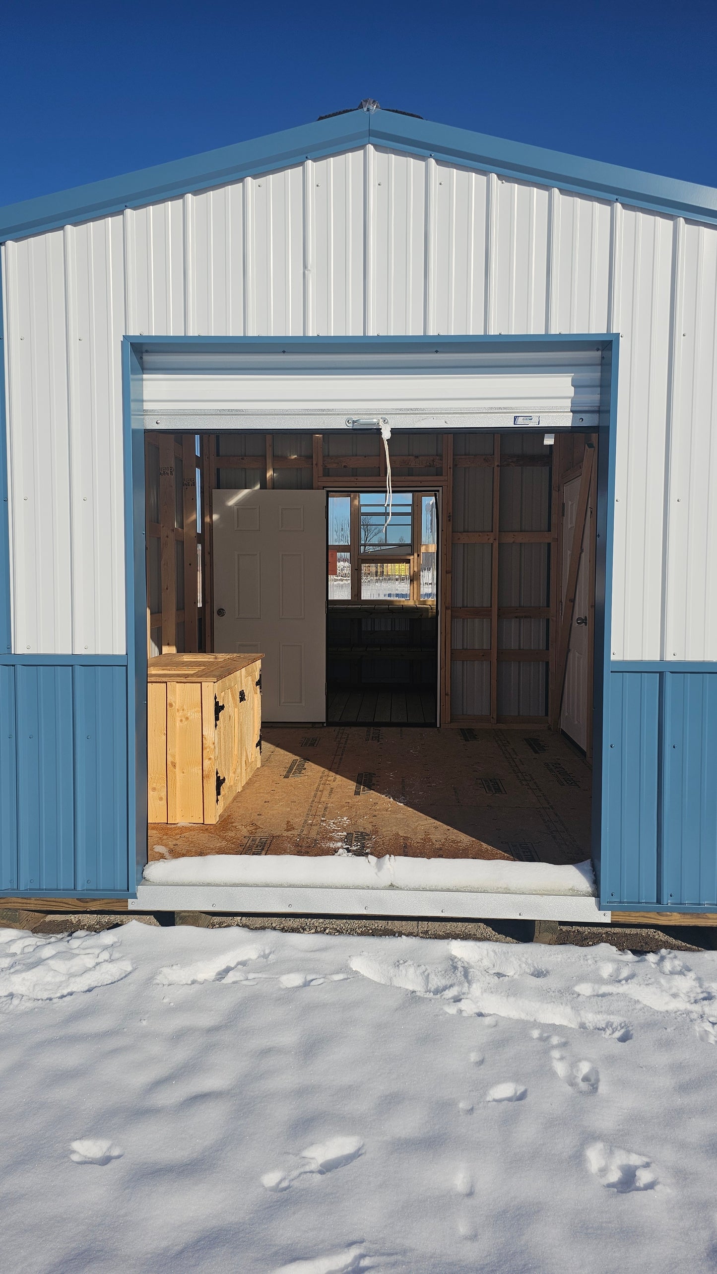 10×20 Shed with Attached 10×8 Clear-Sided Potting Shed Greenhouse – Metal Siding, Double-Clear Ridge Cap & 6′ Roll-Up Door