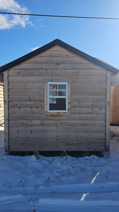 8×16 Cabin (8×12) with 4′ Porch – Black Roof – SKU 0006