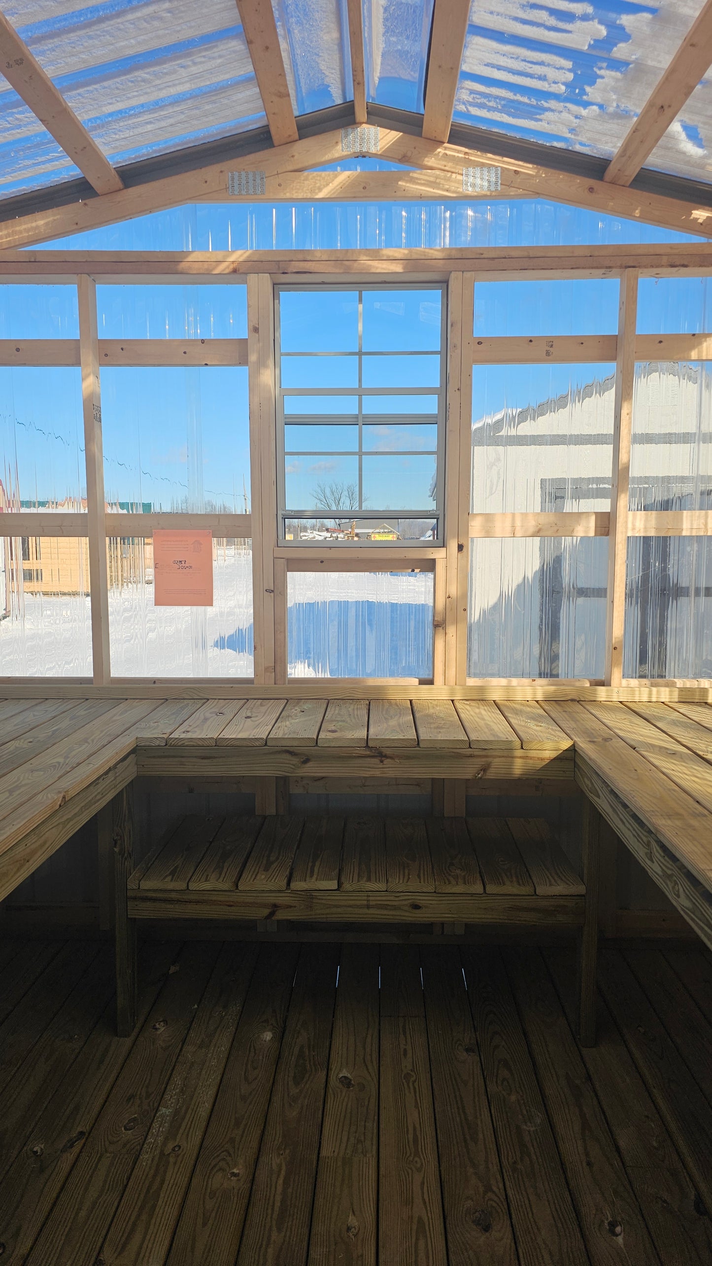 10×20 Shed with Attached 10×8 Clear-Sided Potting Shed Greenhouse – Metal Siding, Double-Clear Ridge Cap & 6′ Roll-Up Door