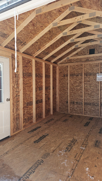 10×14 Steel Shed – 6′ Roll-Up Door & Side Entry with Glass