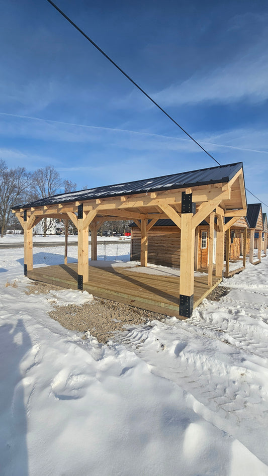 12’x20’ Rough Sawn Amish Made Timber Framed Gazebo*