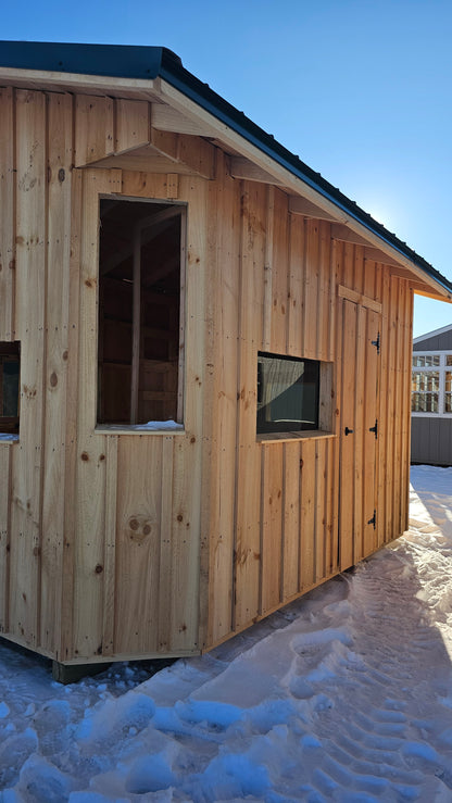 12×26 Hunting Shed with Dual Bunk Beds – Multi-Window Shooting Cabin with Lockable Door