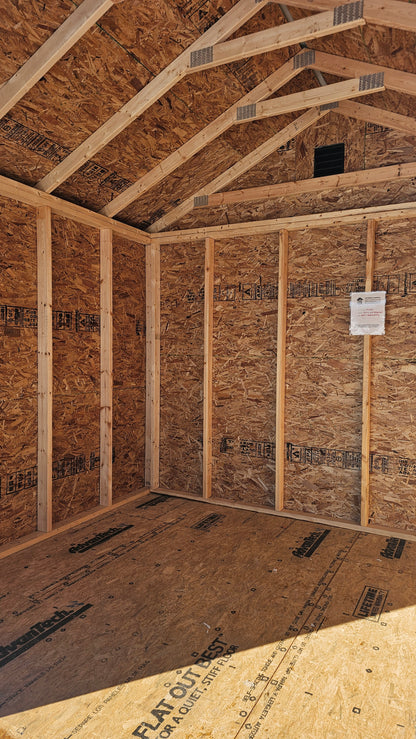 10×10 Shed with 6′ Roll-Up Door – Steel Construction & Wainscoting