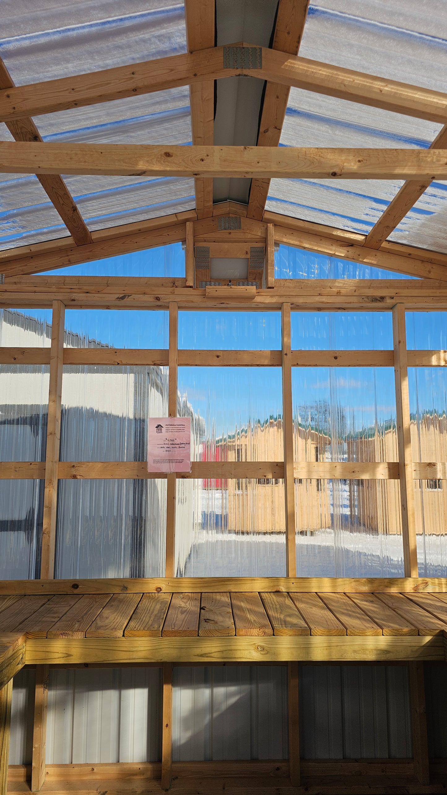 10×12 Greenhouse Potting Shed – White Steel – Vents & Benches