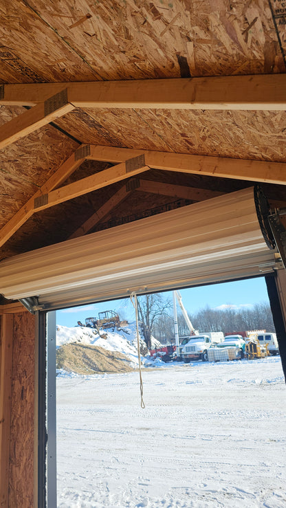 10×10 Shed with 6′ Roll-Up Door – Steel Construction & Wainscoting