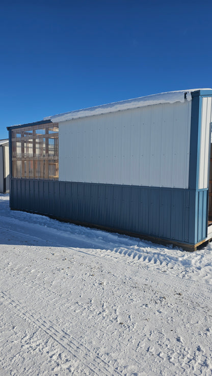 10×20 Shed with Attached 10×8 Clear-Sided Potting Shed Greenhouse – Metal Siding, Double-Clear Ridge Cap & 6′ Roll-Up Door