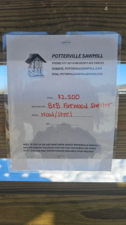 8×8 Firewood Shelter – Wood & Steel Construction
